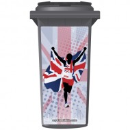 Union Jack Great Britain Runner Wheelie Bin Sticker Panel